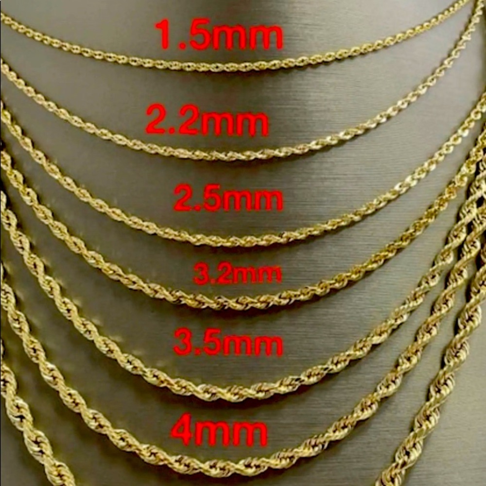 10k solid gold Diamond cut rope chain NOT PLATED ALl real gold! NOT FILLED SALE!